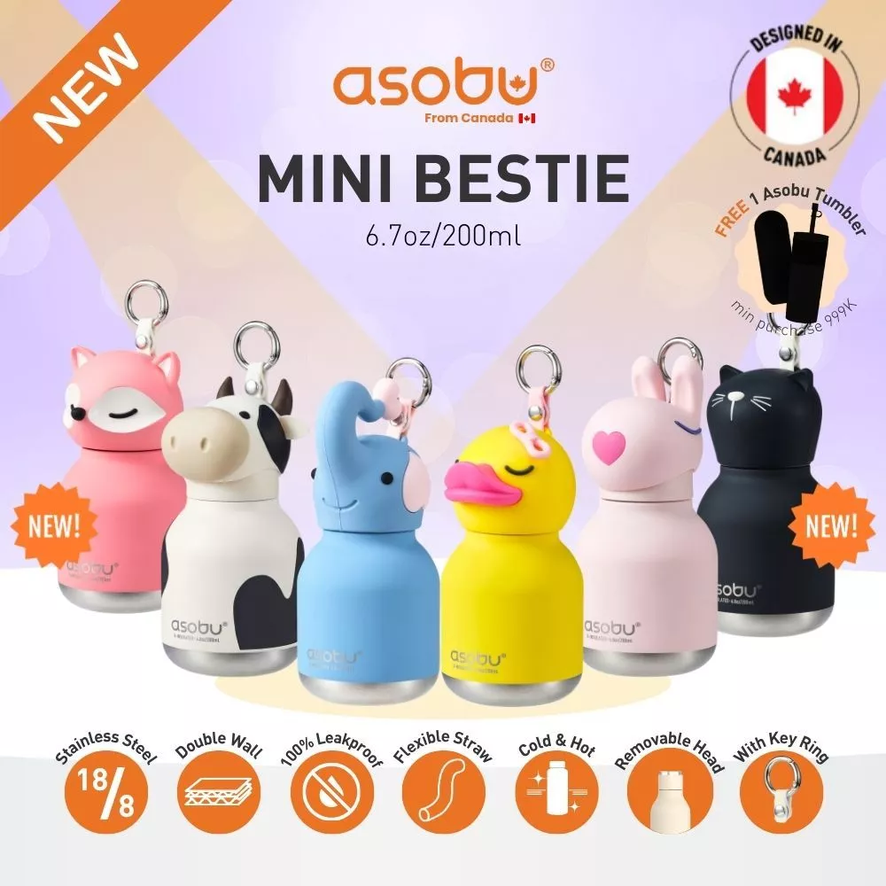 ASOBU Mini Bestie - Botol Minum / Tumbler / Bag Charm/ Termos Stainless Steel 200ML - - foto 1