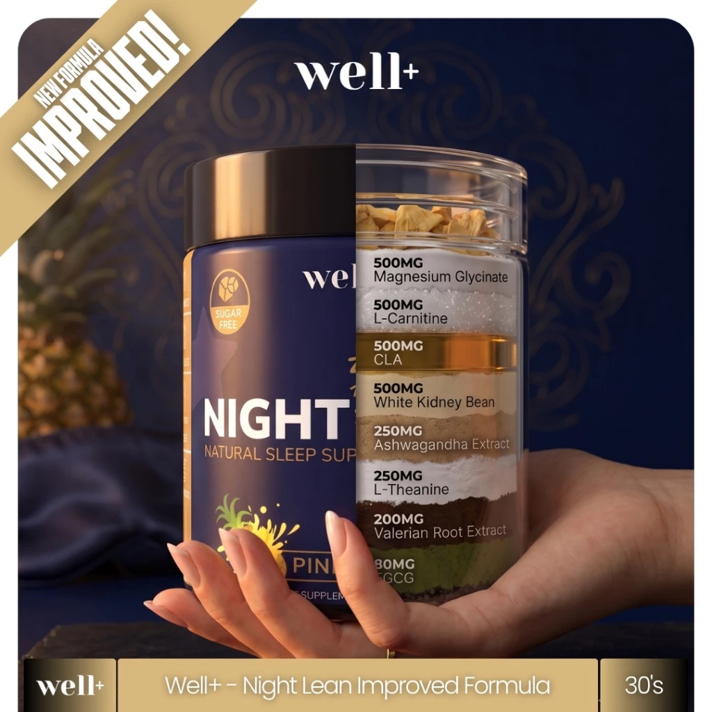 Well+ Night Lean Fat Burner Sleep Support 120 Gram 30 Serving Fat Burner - foto 1
