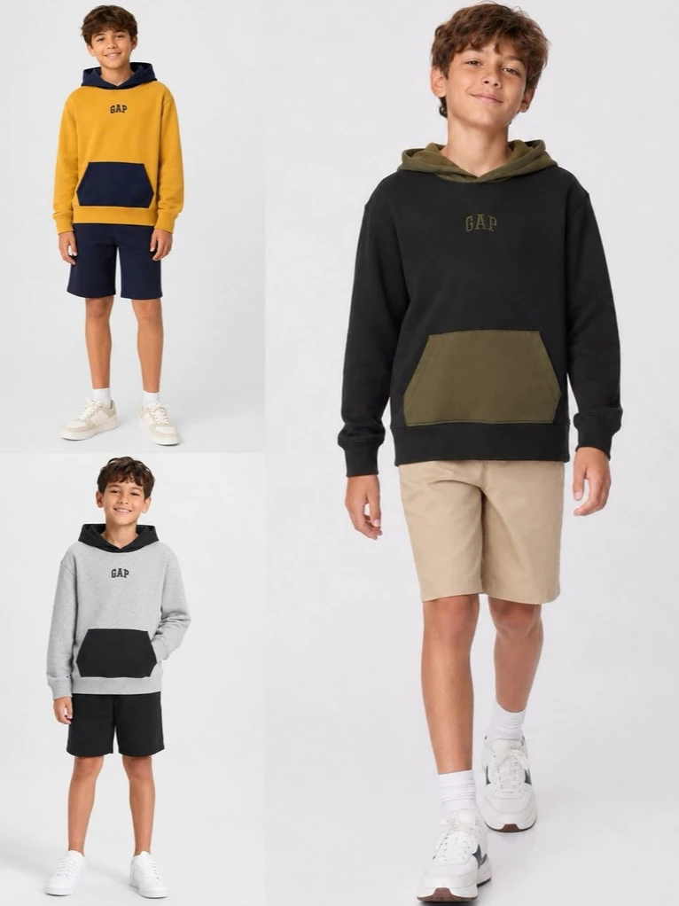 Sweater Hoodie Anak Junior ABG GP Kids Relaxed Mini Logo Colorblock Hoodie Sweatshirt - 3062