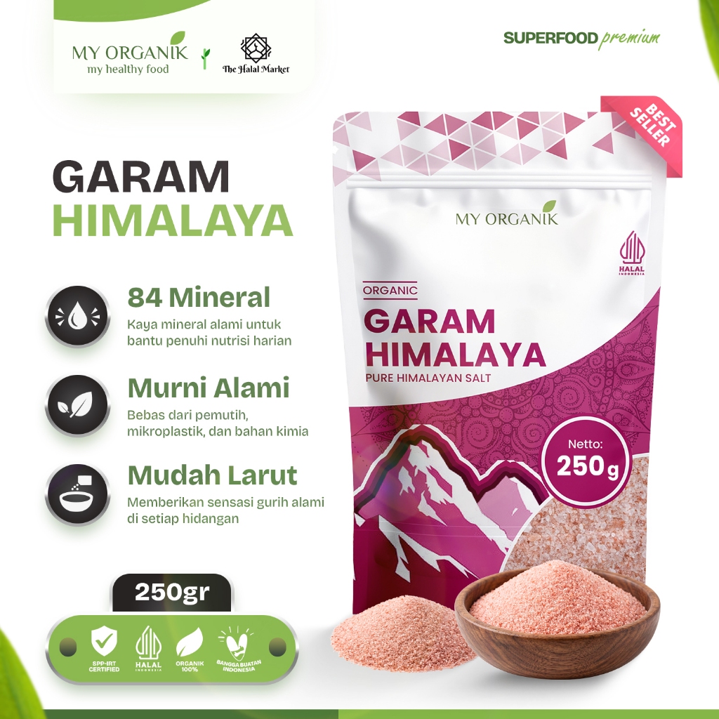 My Organik Garam Himalaya Original Kemasan Pouch  1 Kg Pink Himalayan Salt Original Premium