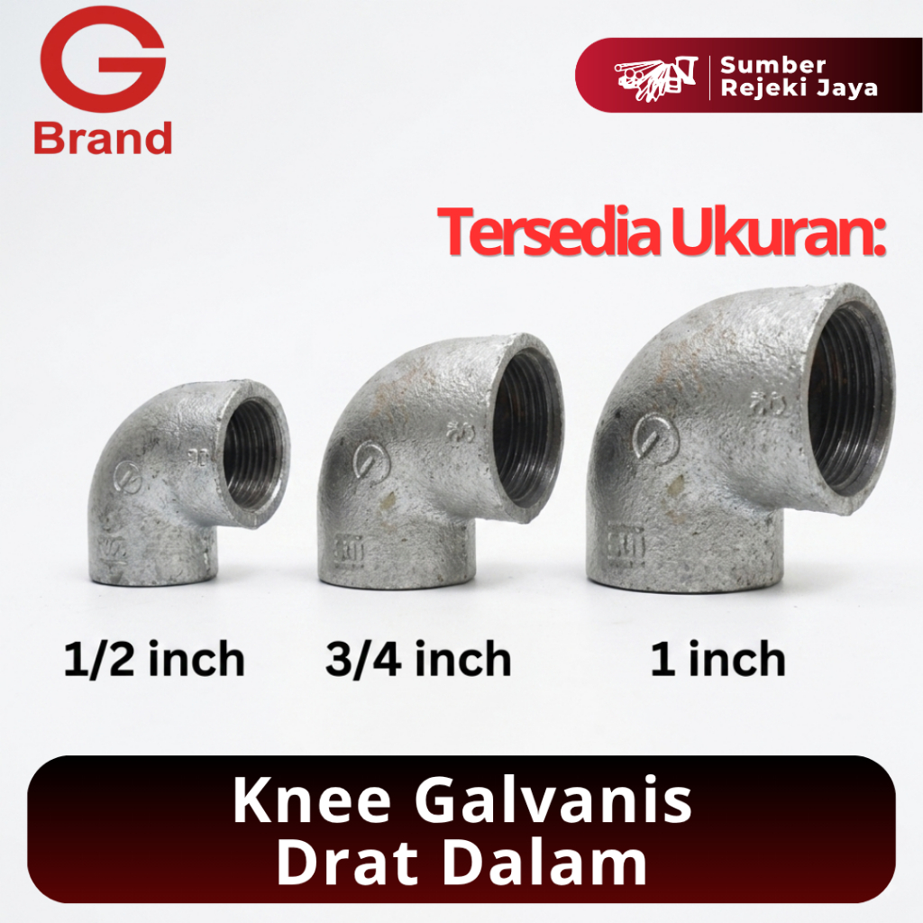 Elbow / Knie / Knee Galvanis Besi Drat Dalam 90 Keni 1/4" 3/8" 1/2" 3/4" 1" 2" inch | Galvanize | G brand