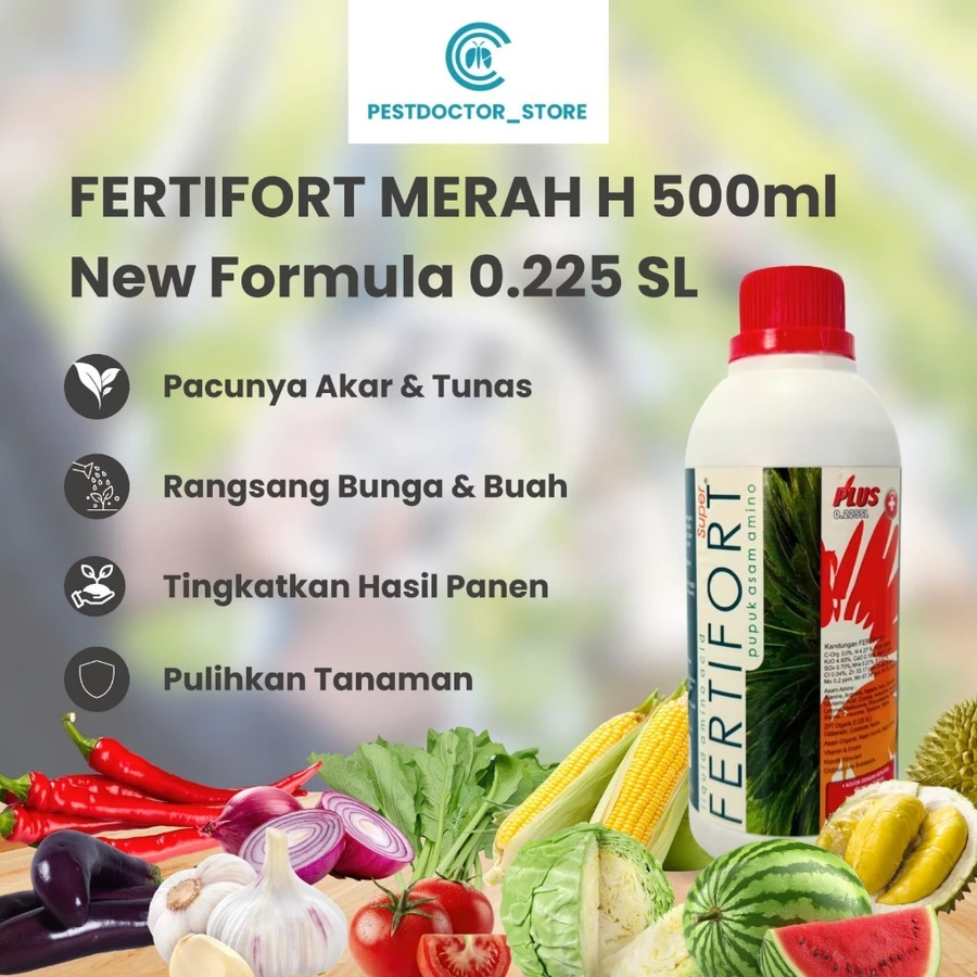 Pupuk Organik Cair FERTIFORT MERAH 500ml New Formula 0.225 SL - Pelebat Tunas Cabang & Anakan Tanaman Original