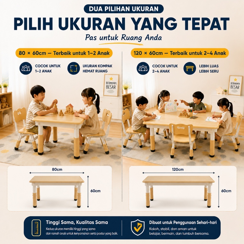 pilihan ukuran meja belajar anak kakak adik hemat ruang