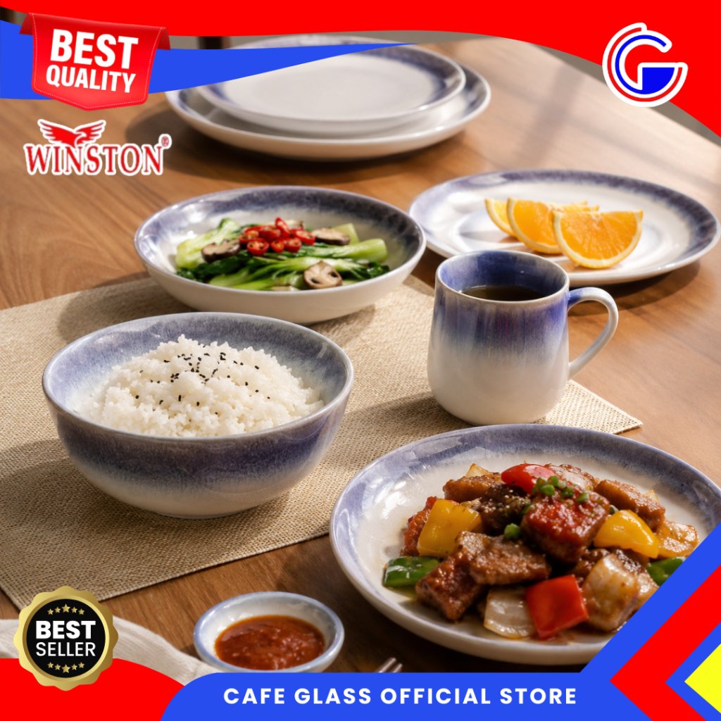 Dinner Set Keramik - Ungu Sembur Ceramic Tableware - Piring/Mangkok Aesthetic Winston - Piring Saji Cafe Restoran