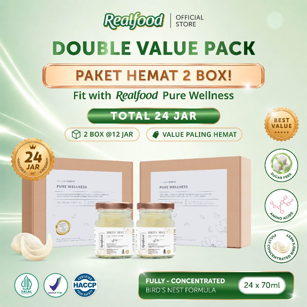 Realfood Double Value Pack Pure Wellness Minuman Sarang Burung Walet, 24 Jar