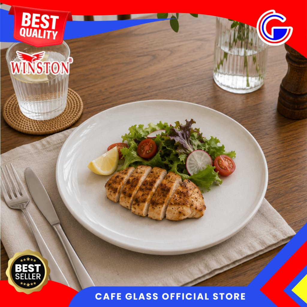 Dinner Set Keramik - Piring Saji Putih Polos Classy Tableware - Piring Makan/Kue/Ceper Aesthetic Winston