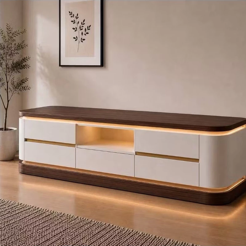 Meja TV Minimalis Lucian 200cm LED Aesthetic Buffet TV Kayu Solid Cat Duco - Bengkelkita.id
