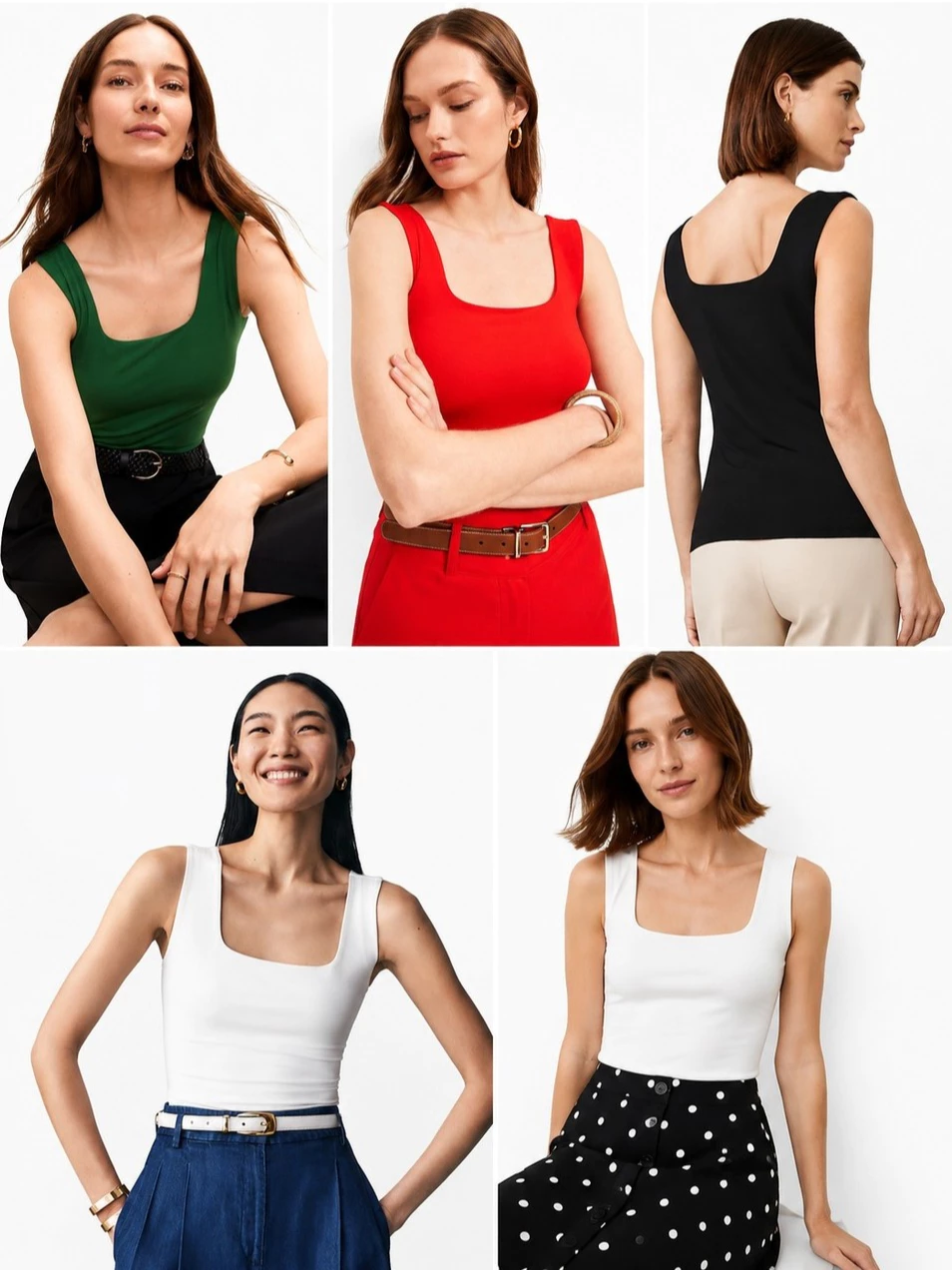 AT Square Neck Tank Top Double Lining - 3155