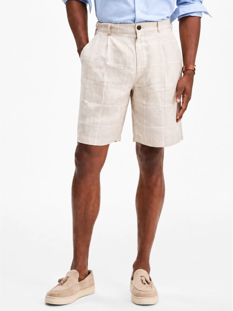 Celana Pendek Linen Pria CR Men's Classic Fit Linen Short - 2955