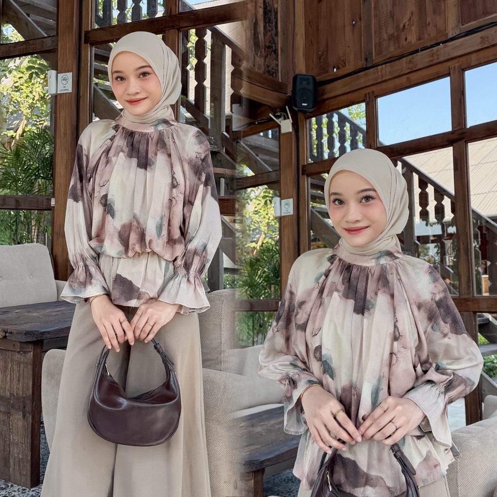 Lovia Blouse Kerut Bunga LD 120 - Blouse Oversized Wanita Tuku Klambi foto 4