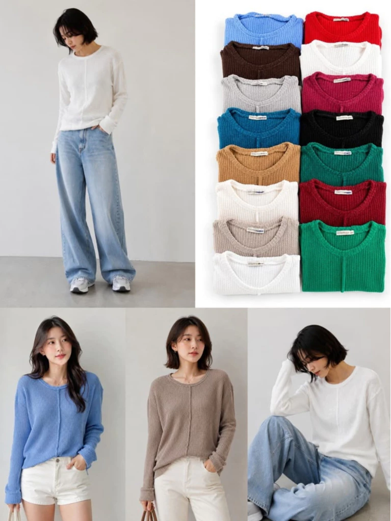 ZNA List Long Sleeves Knit Top Sweater - Knit Top / Sweater Rajut Wanita Baju Rajut Wanita Lengan Panjang - 3283