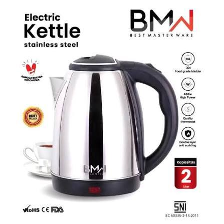 Teko Listrik Otomatis Mati BMW 2L Stainless Steel 400W