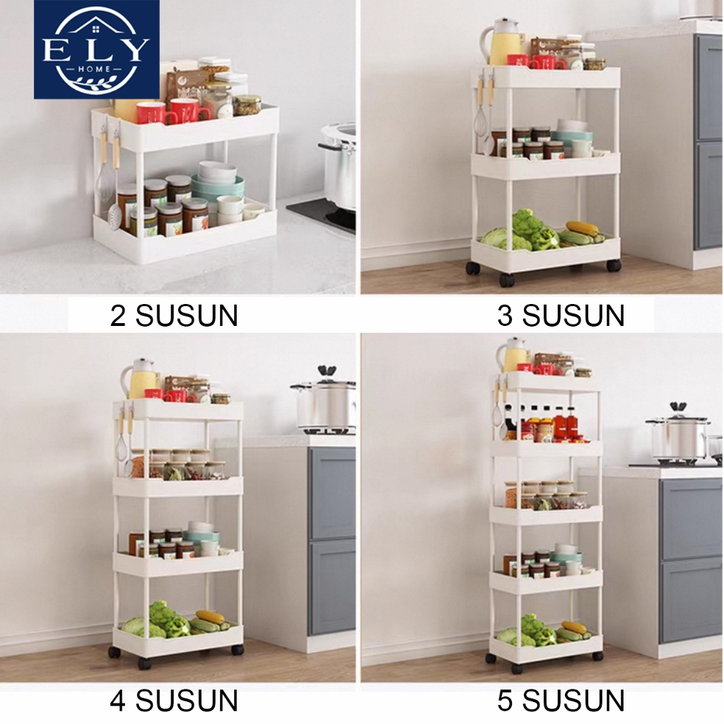 Rak Susun Serbaguna 4 Roda untuk Dapur foto 1