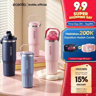 Ecentio Klasik Tumbler 900ml Keramik Sedotan 24 Jam