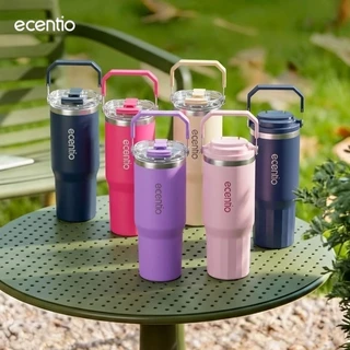 ecentio Tumbler Stainless 900ml Portable Thermos Botol Minum Besar Dengan Tas Tahan Panas Dingin 24 Jam Aesthetic Lucu Termos Air Panas Kopi Dengan Sedotan Cocok Untuk Sekolah Anak Laki-Laki