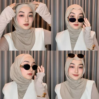 Hijab Instan Bergo Huma Jersey Premium Cooltech Pashmina Meleyot Plus Inner Top Bisa 4 Model