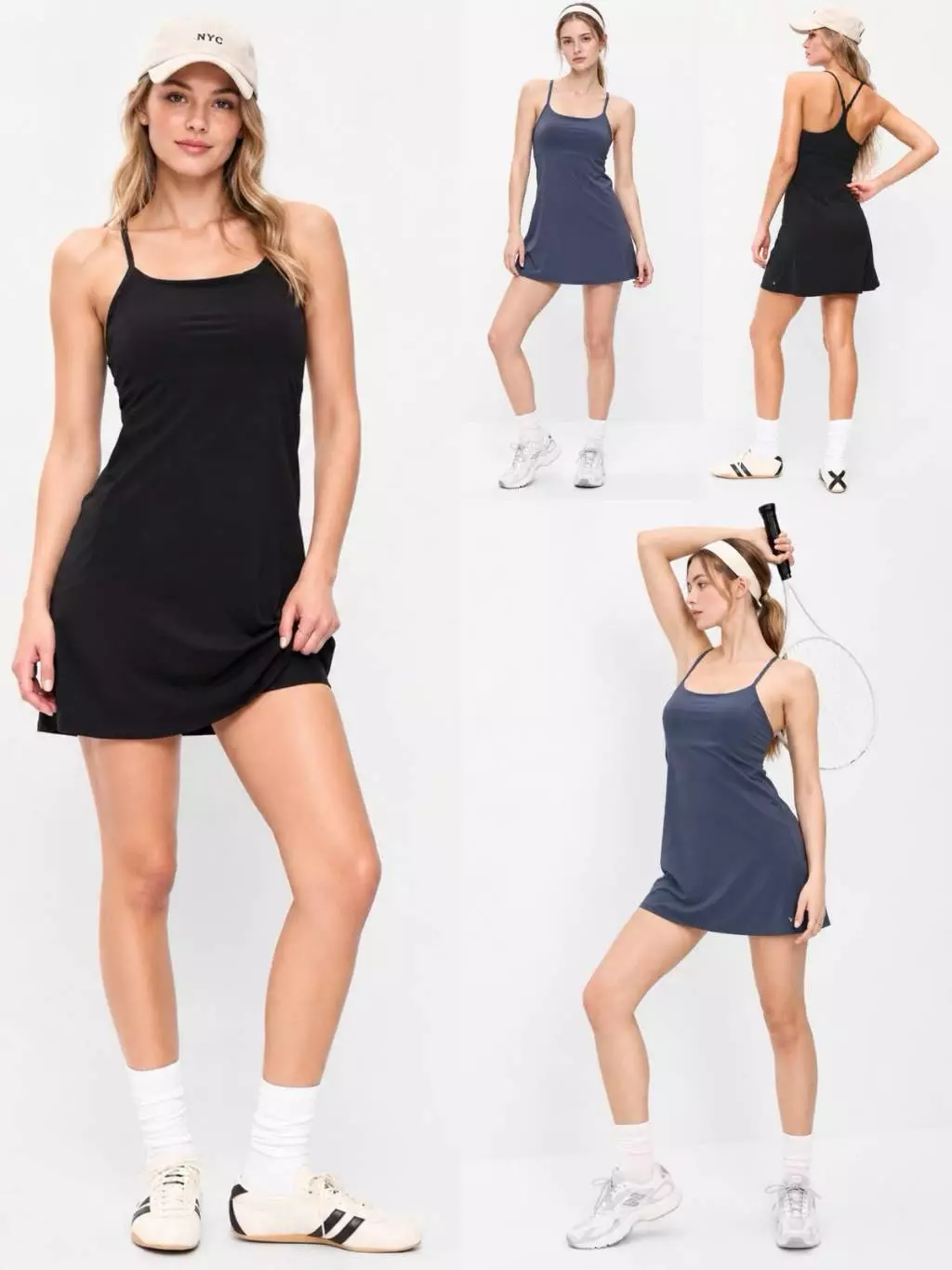 Dress Mini Olahraga Tenis Padel Golf Renang OLN Women's Stretch Woven Racerback Tennis Dress - 3491
