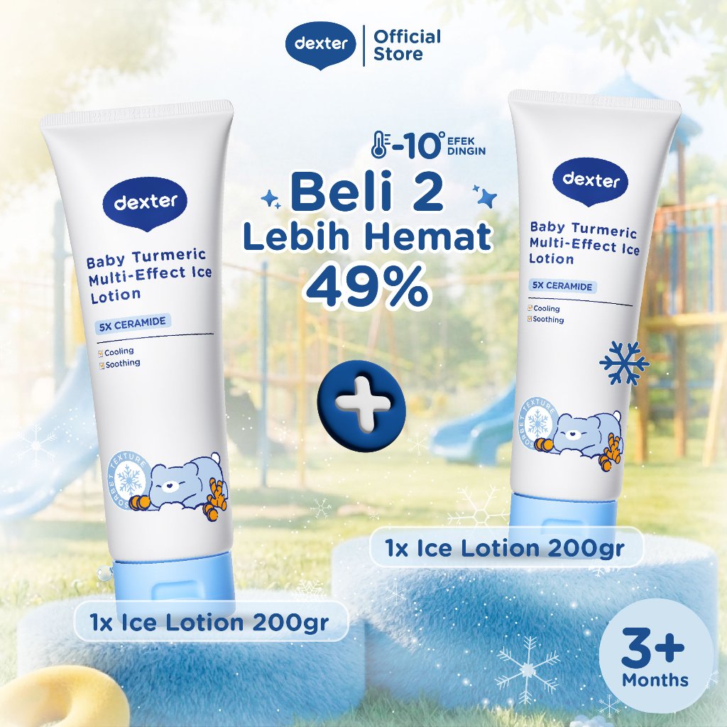 Dexter Baby [2 PCS] Ice Body Lotion 200gr x2 | Lotion Bayi & Anak Dengan Sensasi Dingin | Melembabkan Kulit Bayi dan Anak dengan Sensasi Dingin dan Sejuk | Cooling Duo Jumbo | Body Lotion Bayi | Body Lotion Anak | Handbody Bayi