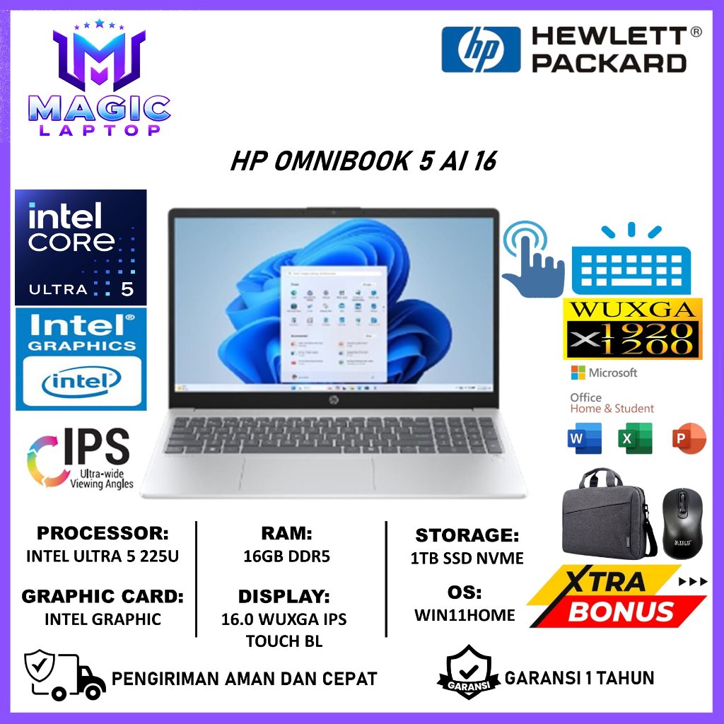 Jual Laptop Touchscreen HP Omnibook 5 AI 16 Intel Ultra 5 225U 16GB ...