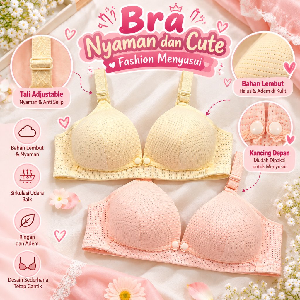 POLINI Bra Bh Menyusui Tanpa Kawat Nursing Bra Maternity Bra G411
