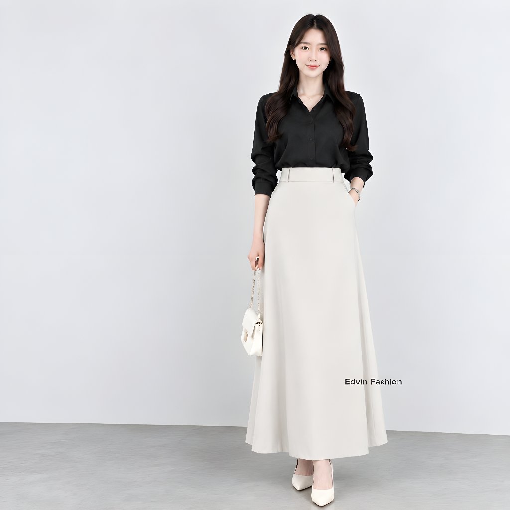 Rok A Line Panjang Wanita | Korean Style Simpel Stylish untuk Kerja dan Kuliah foto 1