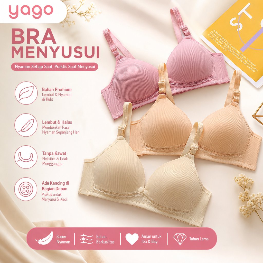 Yago Bra Wanita Menyusui Maternity Bra Nursing Bra Kancing Depan Bra04
