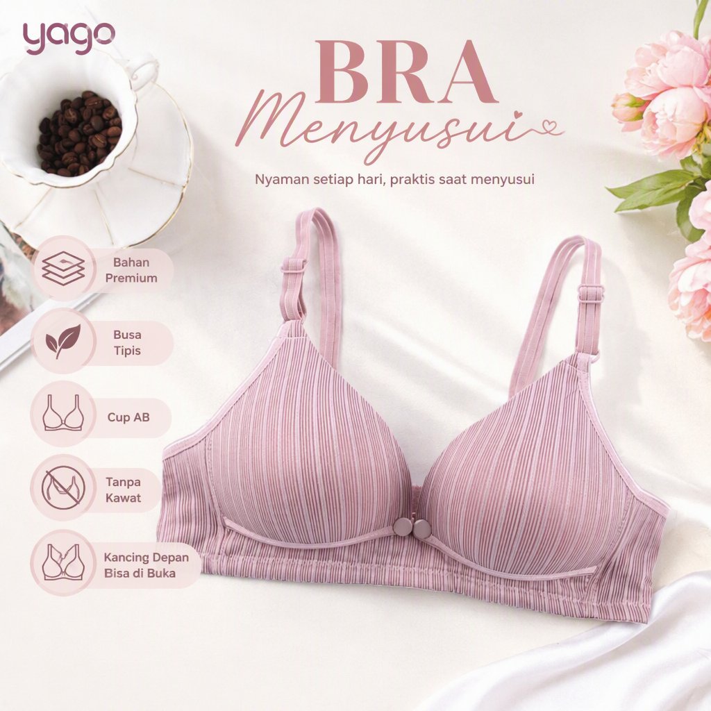 Yago - Bra Menyusui Tanpa Kawat Bra Menyusui Kancing Depan Ibu hamil Anti Kendor Push Up Bra66