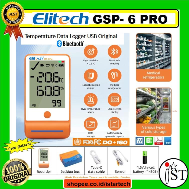 Jual Elitech GSP 6 Pro Humidity Temperature Data Logger GSP6 ...