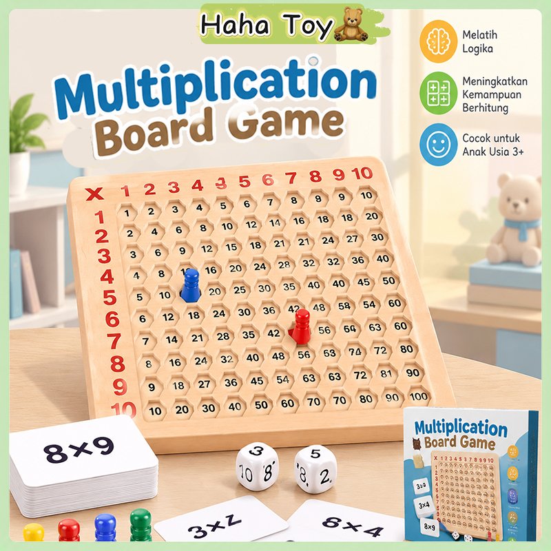 Jual HAHATOY Mainan Anak Belajar Perkalian Multiplication Board Game ...