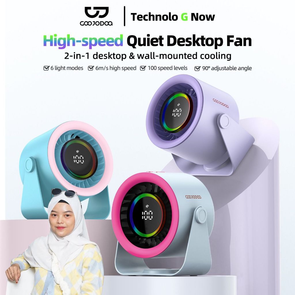 Goojodoq- Exclusive istanatasku_ GFS008 kipas Angin bisu Strong Wind 100 Gear Wind Speed kipas dinding Digital Display Adjustable Turbo kipas meja kipas dinding