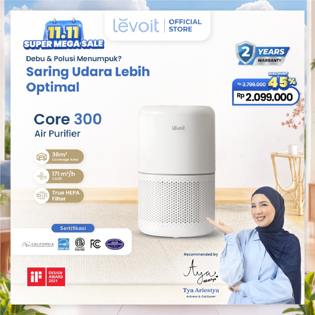 Levoit Air Purifier Core 300 True HEPA Original True HEPA Pembersih Udara