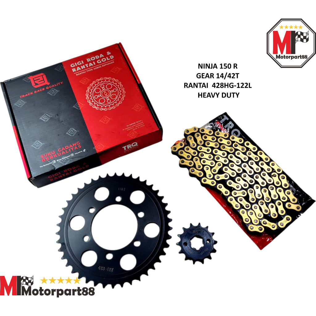 Jual GEAR PAKET GIR SET TRQ RANTAI GOLD NINJA 150 R 2tak 14/42T 428HG ...