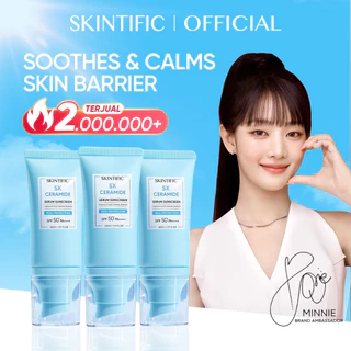 SKINTIFIC - 5X Ceramide Serum Sunscreen SPF 50+ PA++++ 50ml | Melembapkan Hidrasi Lembap Sunblock Sun-Repair Invisible Serum 2-in-1 Skincare Sunscreen Skin Sunscreen Aqua Sunblock Glowing Barrier