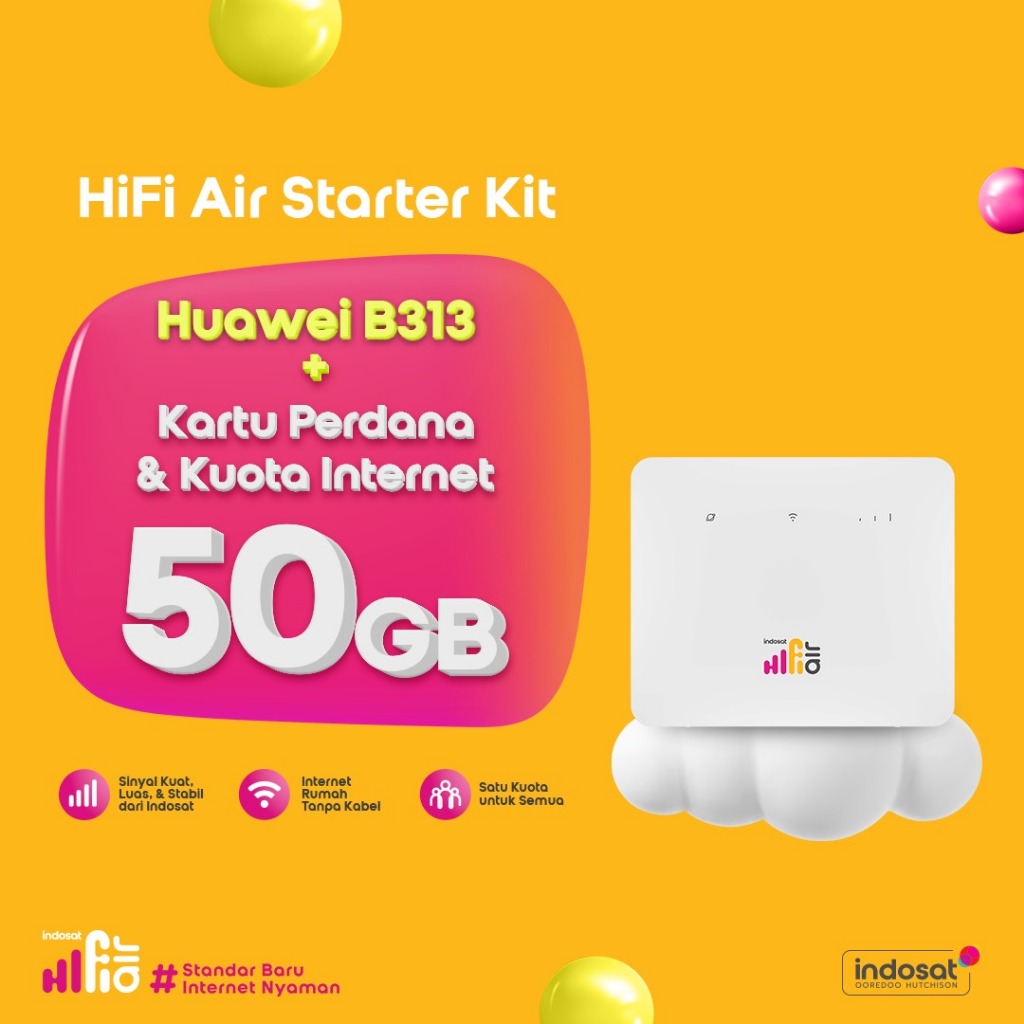 Indosat Hifi Air Huawei B313 Wifi Modem Internet 4G LTE 50Gb