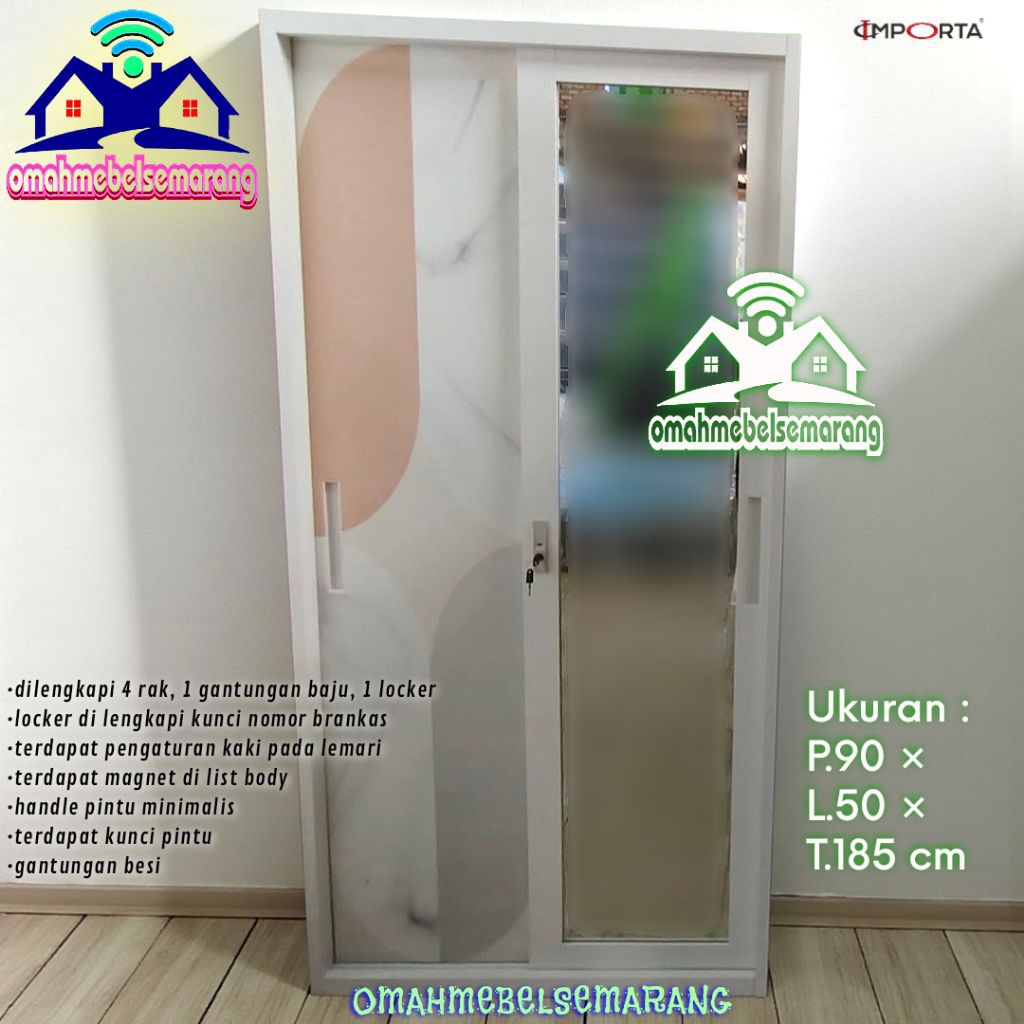 Jual Lemari pakaian pintu sliding geser cabinet besi ukuran 90 IMPORTA ...