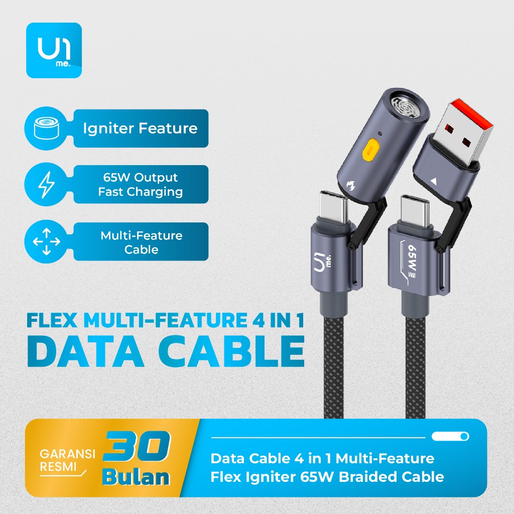 Jual U1me. Igniter Flex Kabel Data 4 in 1 Fast Charging USB A to Type-C ...