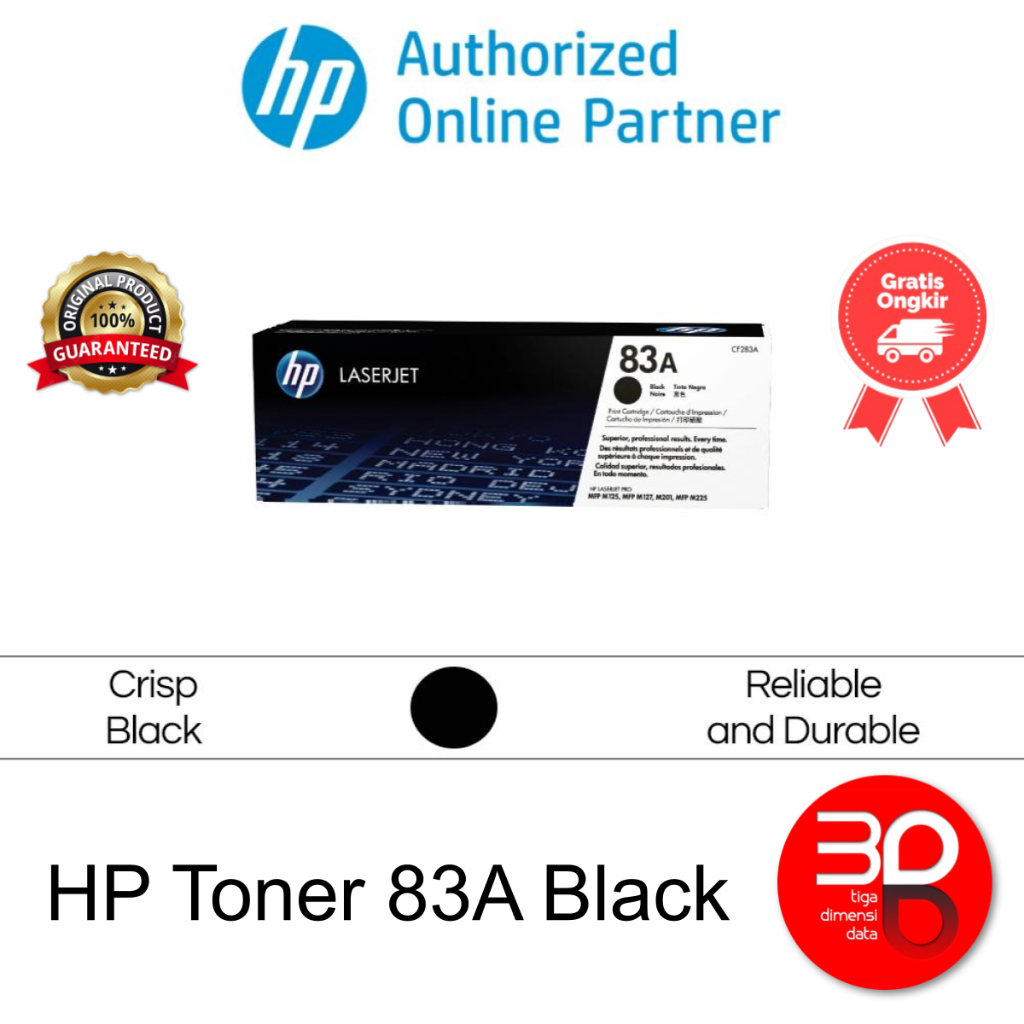 HP Toner 83A Black LaserJet Toner Cartridge Original [CF283A]