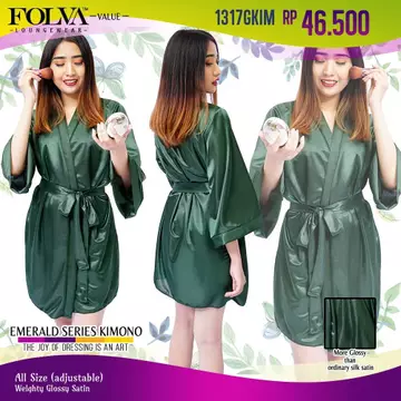 FOLVA Baju Tidur Piyama Wanita Kimono Bridesmaid Robe Satin All Size