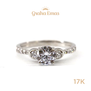 Graha Emas Cincin Emas Putih Bentuk Solitaire 17K - White Gold Solitaire Model Ring 17 Carat M1333