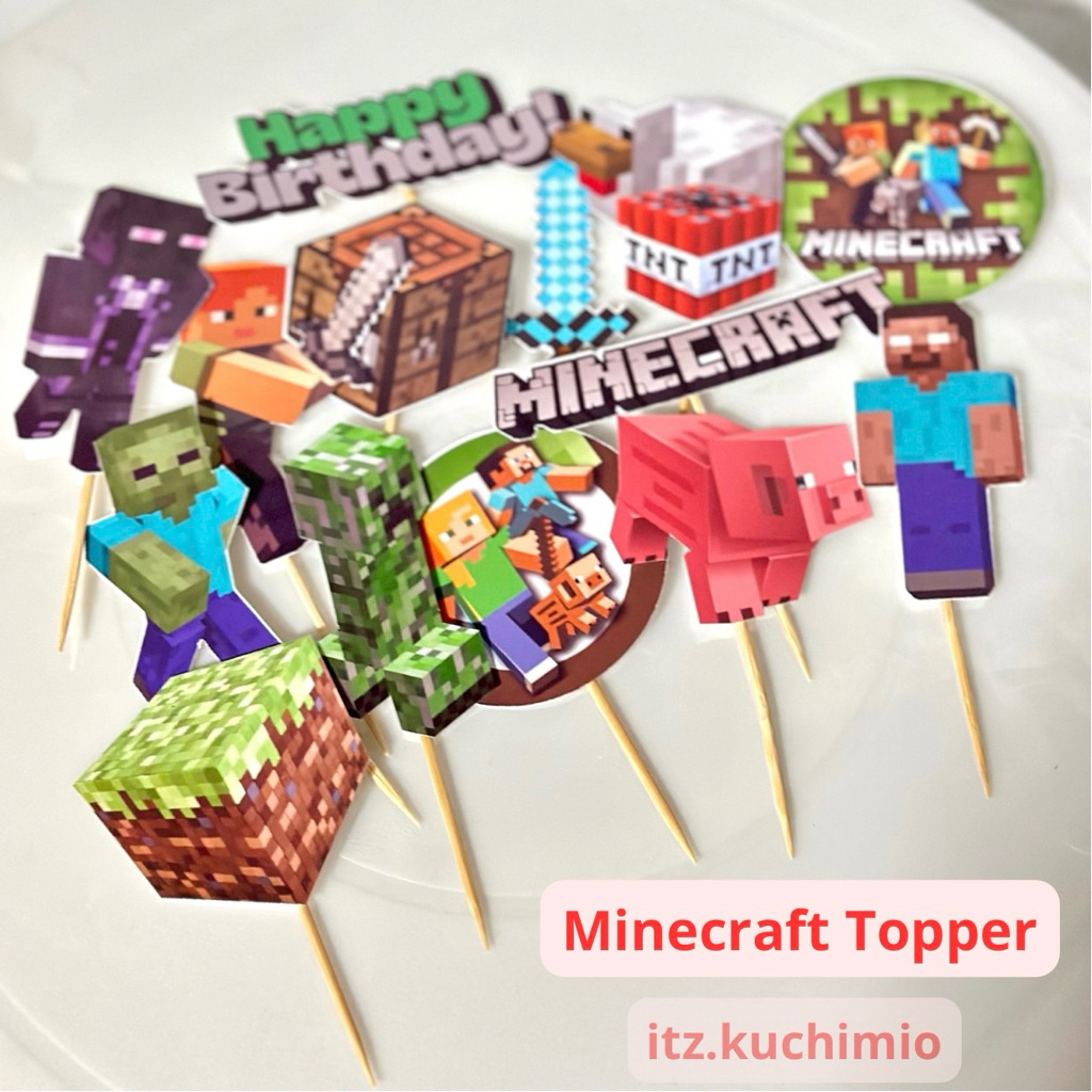 Jual Topper Minecraft Topper Birthday Snack mading cake topper | Shopee ...