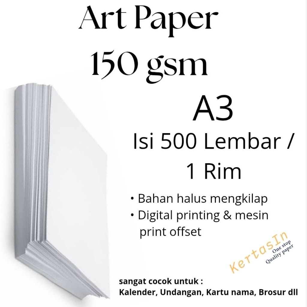 Jual Kertas Art Paper 150 gsm A3 Isi 500 Lembar / 1 Rim – Halus & Putih ...