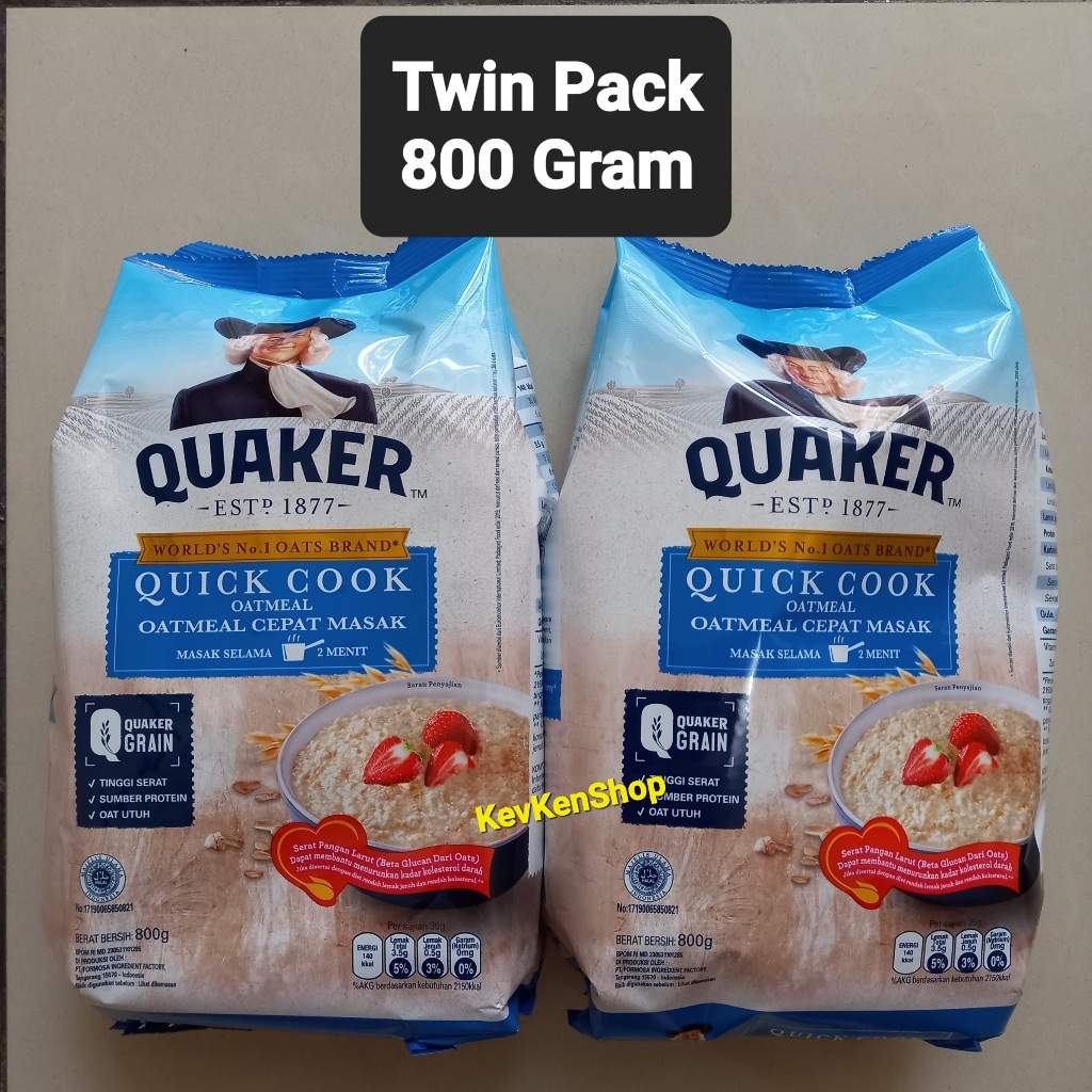 Jual Quaker Oat Quick Cook Oatmeal Sereal 800gram Exp AGUSTUS 2027 Biru ...