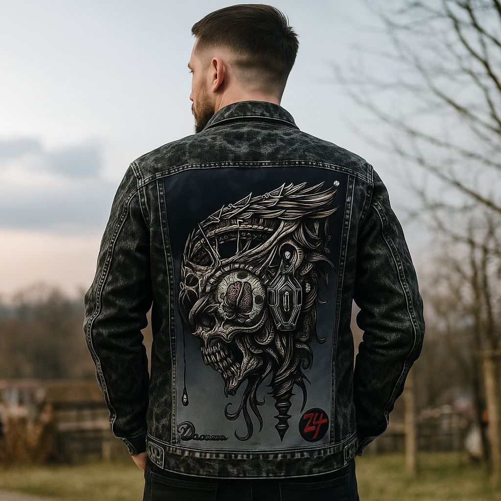 Jual Jaket Denim Distro Pria Motif Tengkorak Rock Punk – Outwear Keren ...