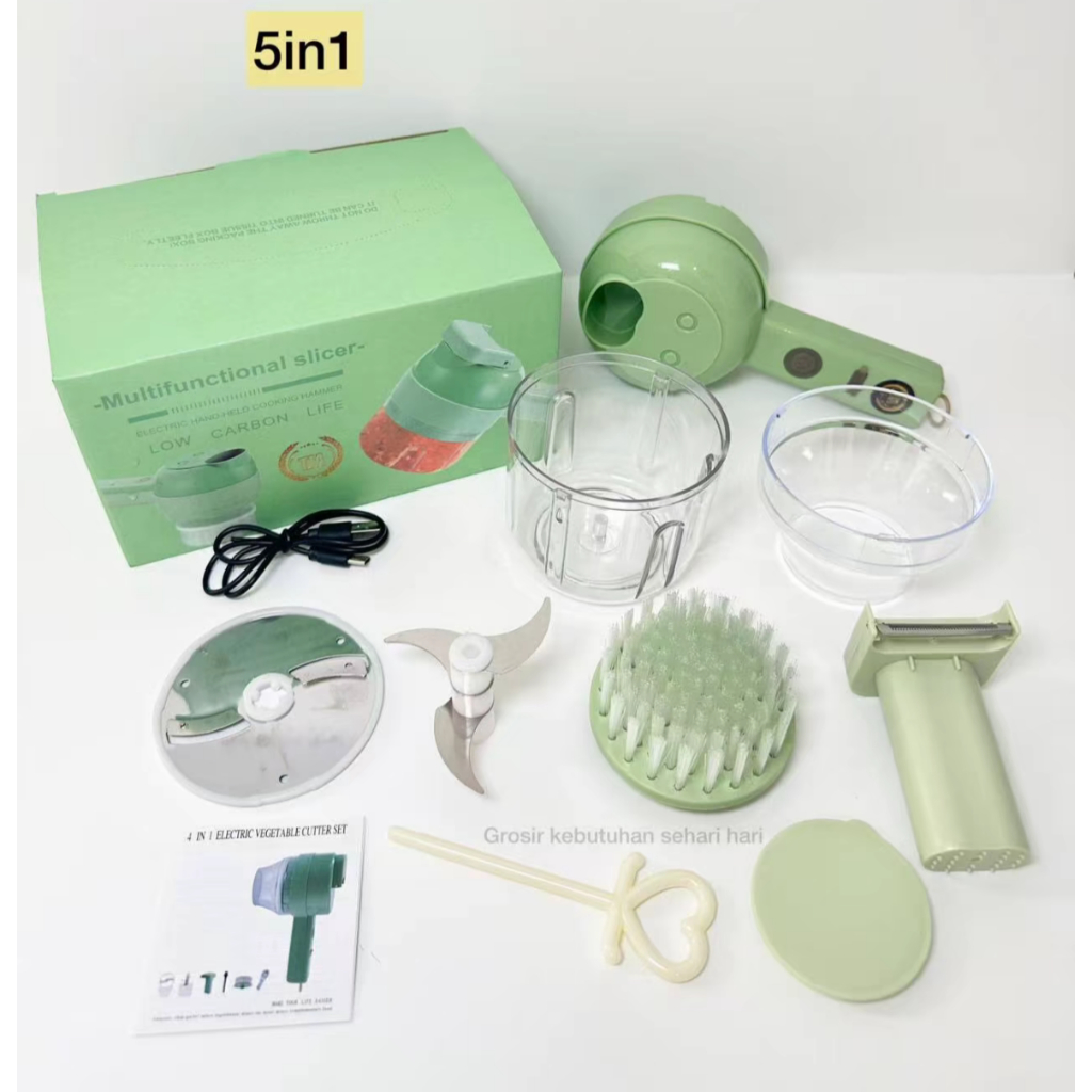 5in1 Food Chopper Pemotong Sayuran Blender Mini Portable Pengiris Bawang Mixer P - foto 2