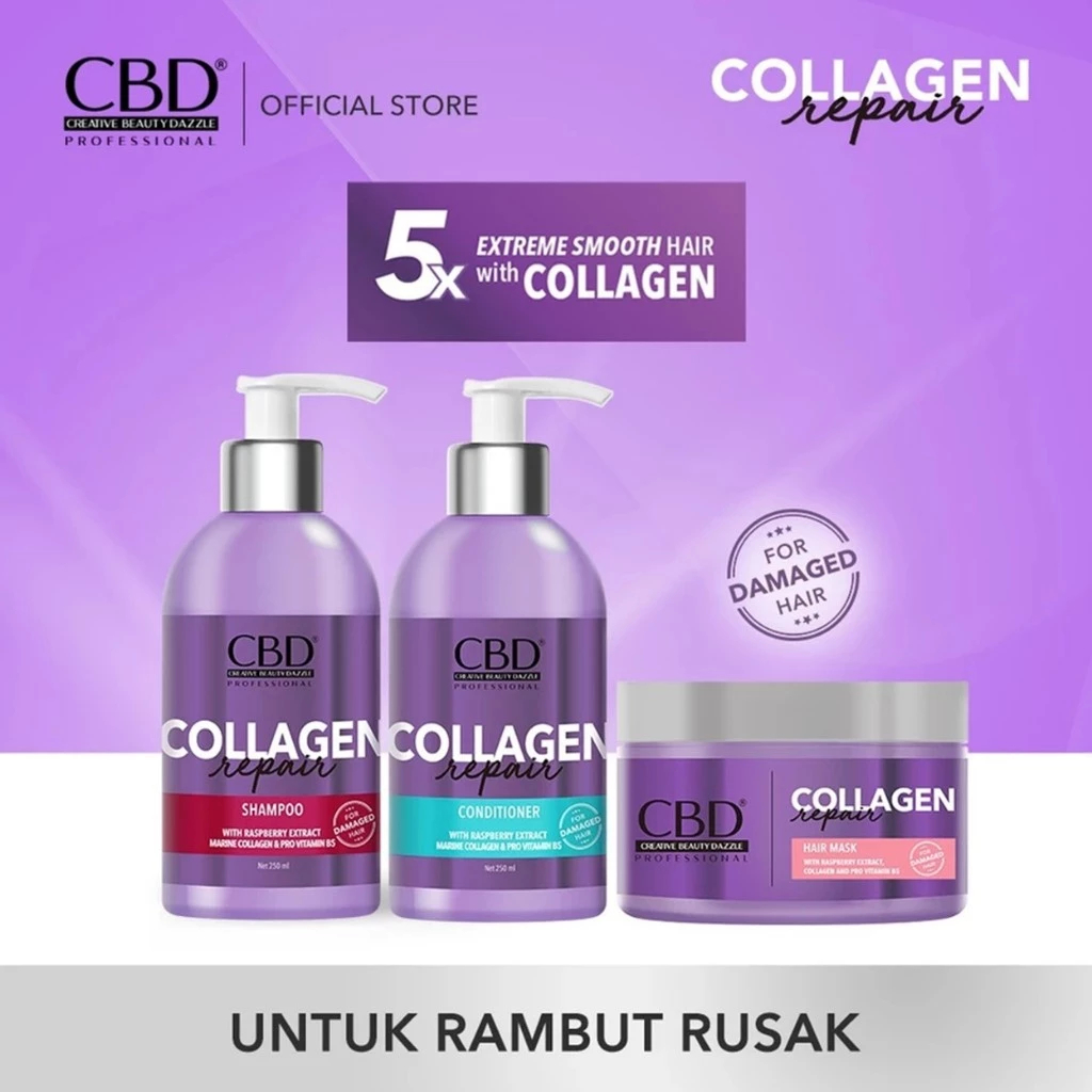 Jual CBD Collagen Repair Hair Shampoo / Hair Conditioner / Hair Mask ...