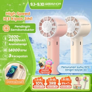 BRAVHOM Kipas Mini Turbo 3IN1 Powerbank 3600mAh Aromaterapi Kipas Angin Portable 3 Speeds BL-FN16