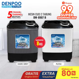 DENPOO MESIN CUCI 2 TABUNG DW 8907B 8KG