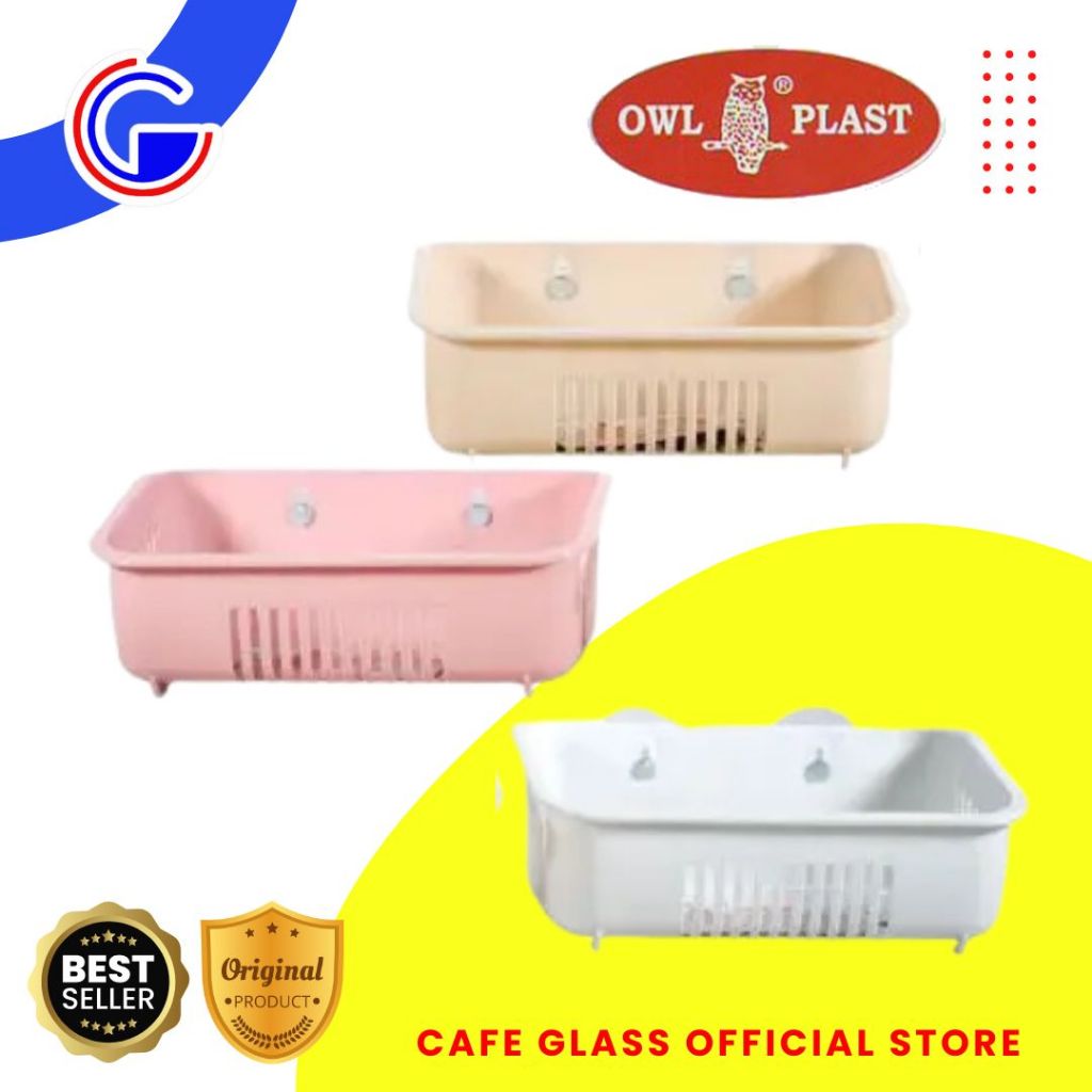 Barbara Bath Holder Tempat Sabun Sikat Gigi / Keranjang Alat Mandi Tempel Warna Pastel
