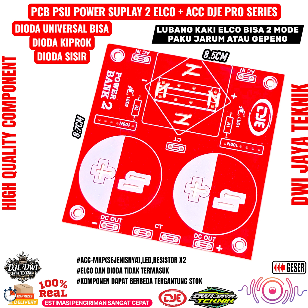 Jual PCB PSU 2 ELCO CAPASITOR Amplifier KAPASITOR ELKO 2ELCO 2ELKO ...