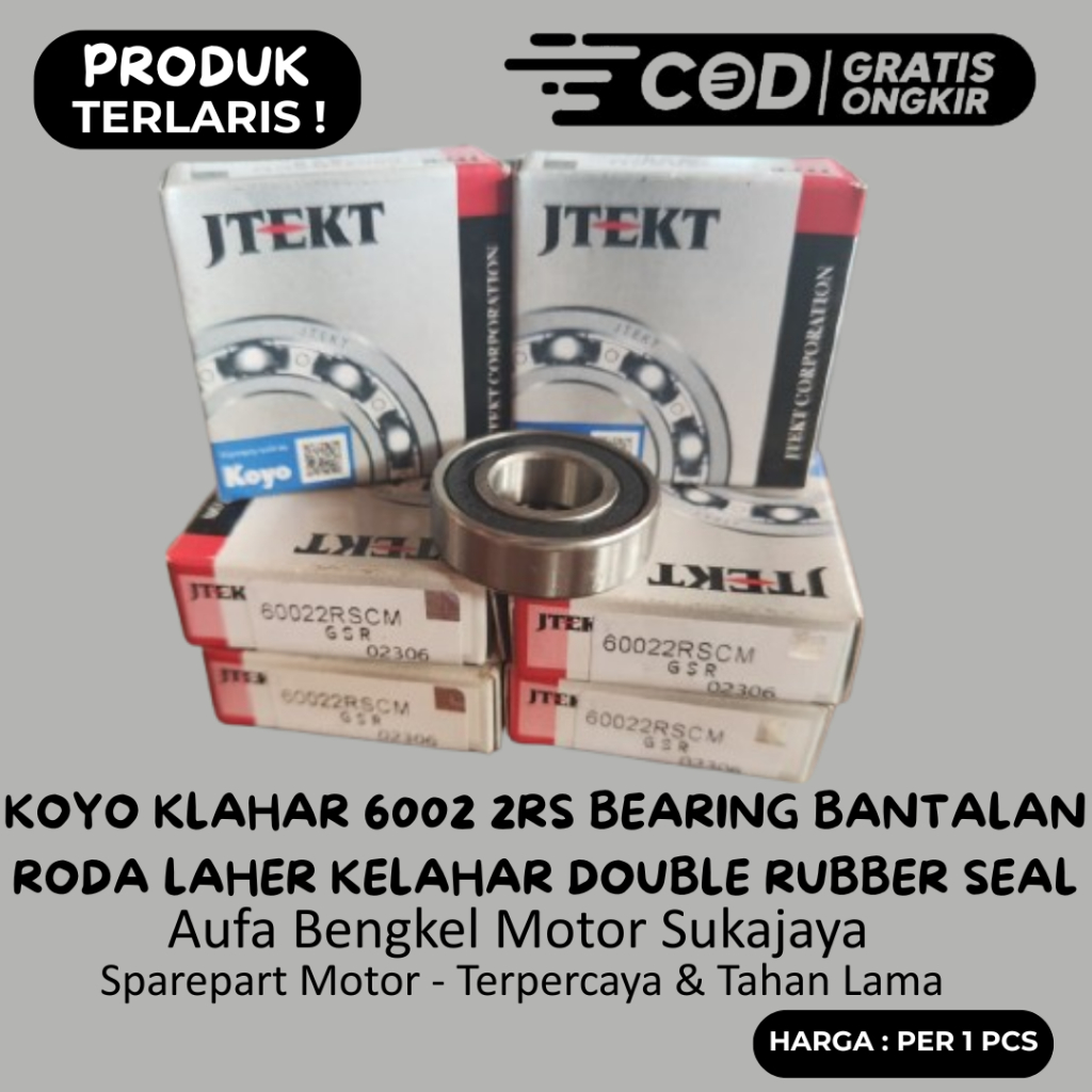 Jual Koyo Klahar Bearing 6002 2RS 6002RS Double Seal Original JTEKT ...